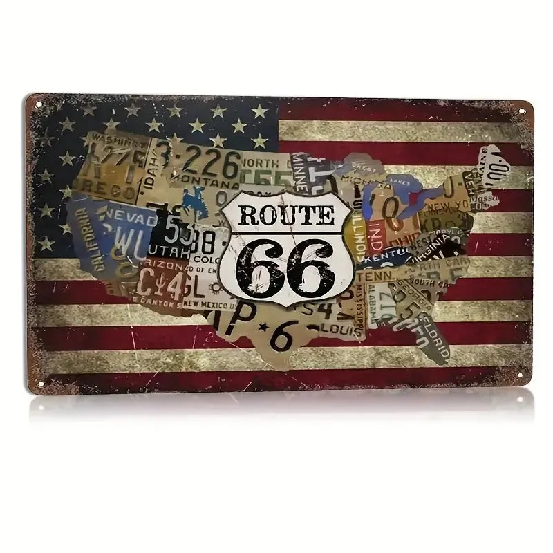 Vintage American Garage Tin Sign  Motorcycle Wall Decor - 8x12 inch Iron Art for Man Cave, Home Bar, and Route 66 Enthusiasts  ﻿