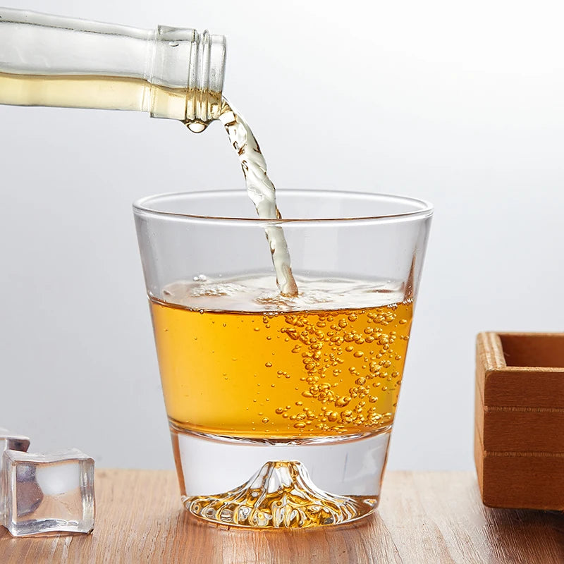 1PC Transparent Snow Mountain Cup Japanese Mount Fuji Whisky Glass Cup Breakfast Milk Drink Beer Wine Fruit Juice Cups Gift