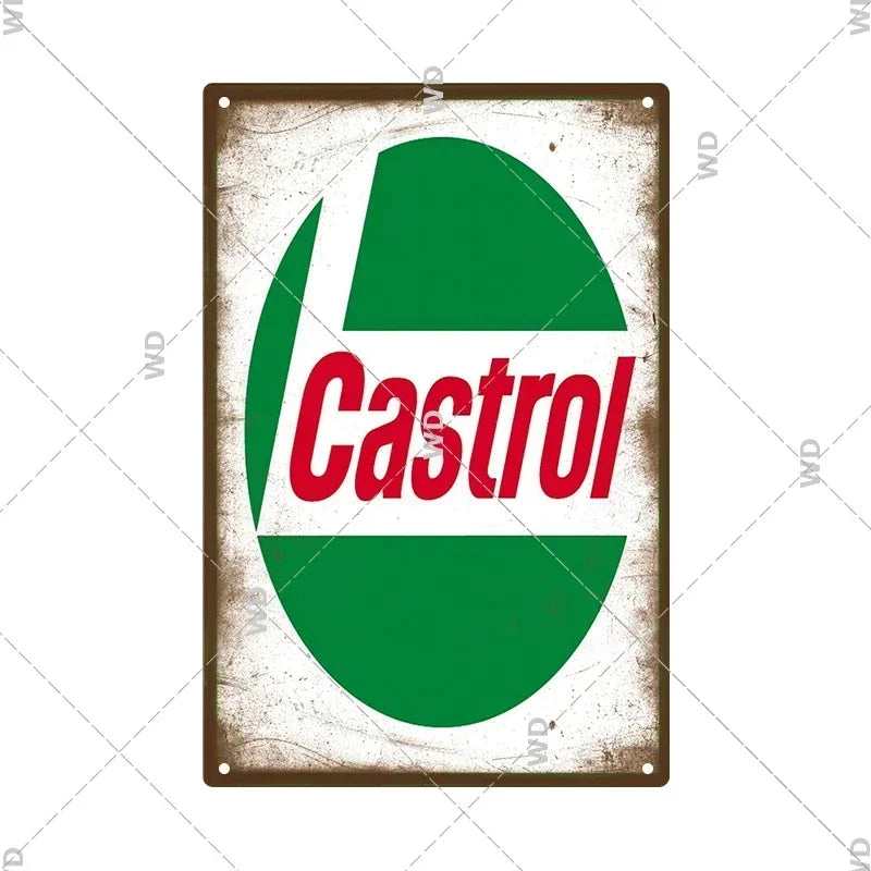 Tin Sign Vintage Garage Gas Station Decor Wall Plate Poster Motor Oil Gas Castrol Metal Signs Crafts Decoration Tinplate Plaques