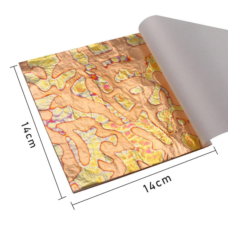 14x14cm Imitation Gold Leaf Sheet Variegated Gold Foil 50pcs/booklet