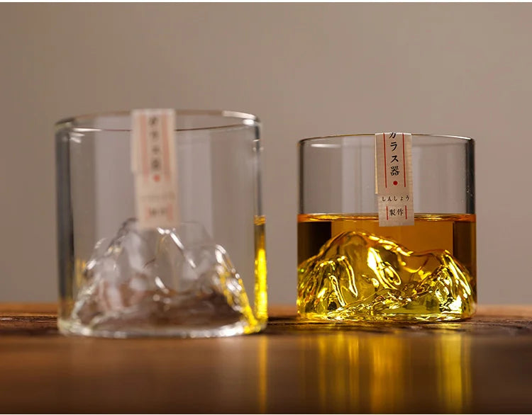 Japan 3D Mountain Whiskey Glass Glacier Old Fashioned Whisky Rock Glasses Whiskey-glass Wooden Gift Box Vodka Cup Wine Tumbler