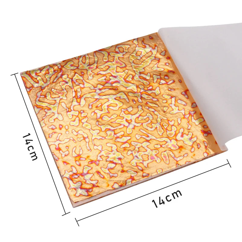 14x14cm Imitation Gold Leaf Sheet Variegated Gold Foil 50pcs/booklet