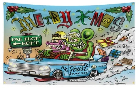 FLAGDOM 90x150CM 3X5FT Rat fink choppers Flag Flying Banner for Decor Indoor Outdoor