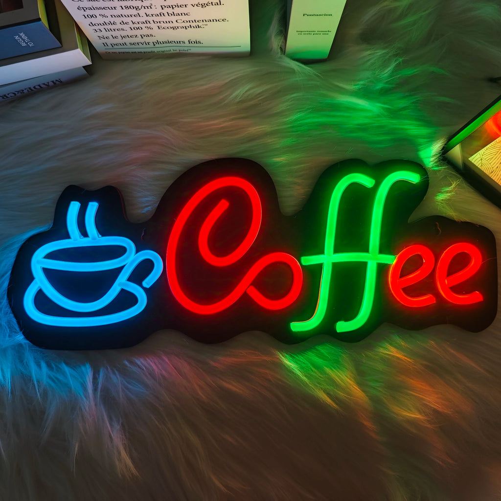 1 piece of coffee LED neon light decoration board, used for coffee bars, restaurants, shops, and window wall decoration