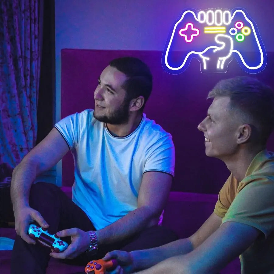Gamepad Shaped LED Neon Sign for Gamer Room Decor, Gaming Neon Sign for Boys Room Wall Decor,  USB Powered Gamer Gifts for Teens