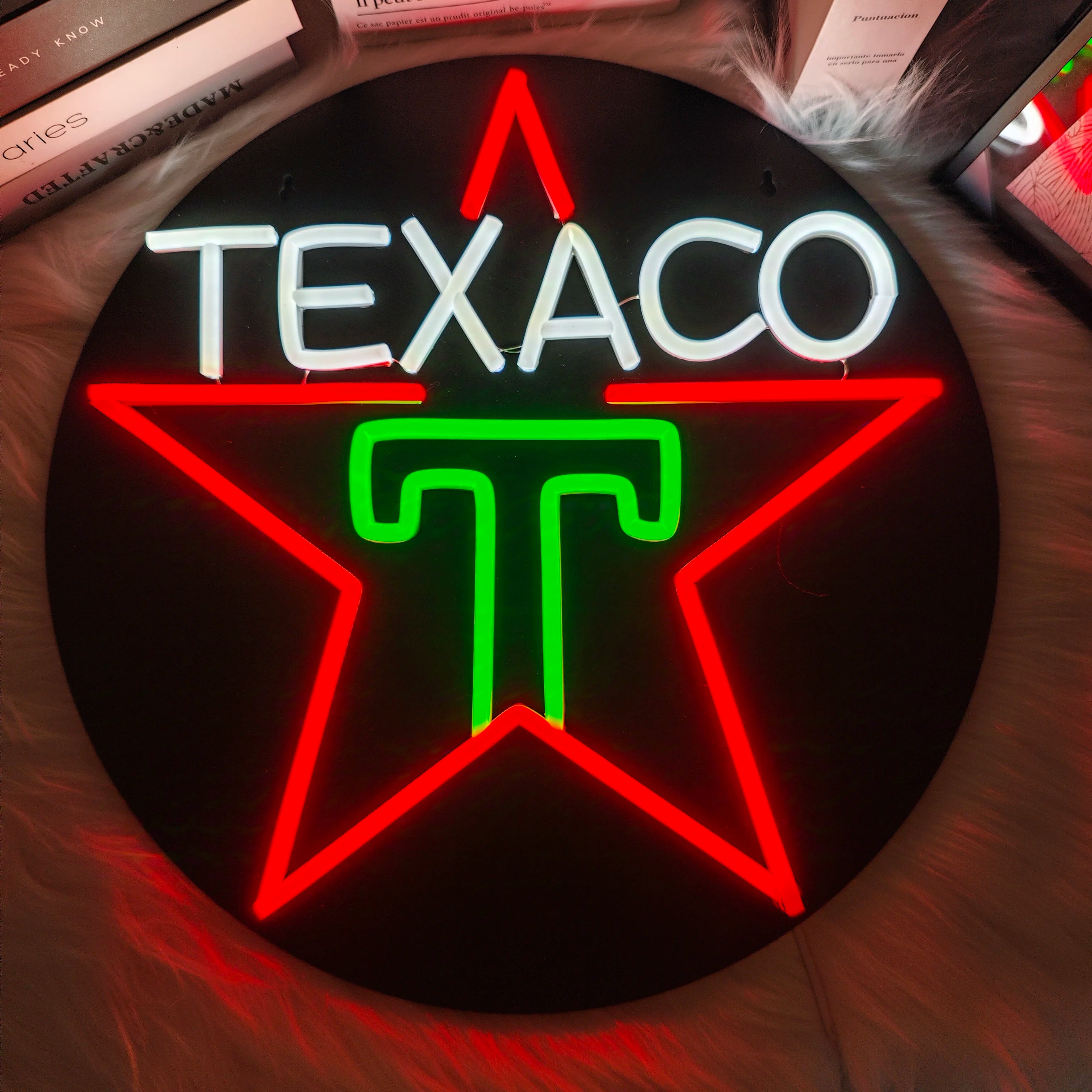 1 Texaco neon sign for garage decoration, LED sign for bar manhole wall decoration, lubricant store or gas station display light