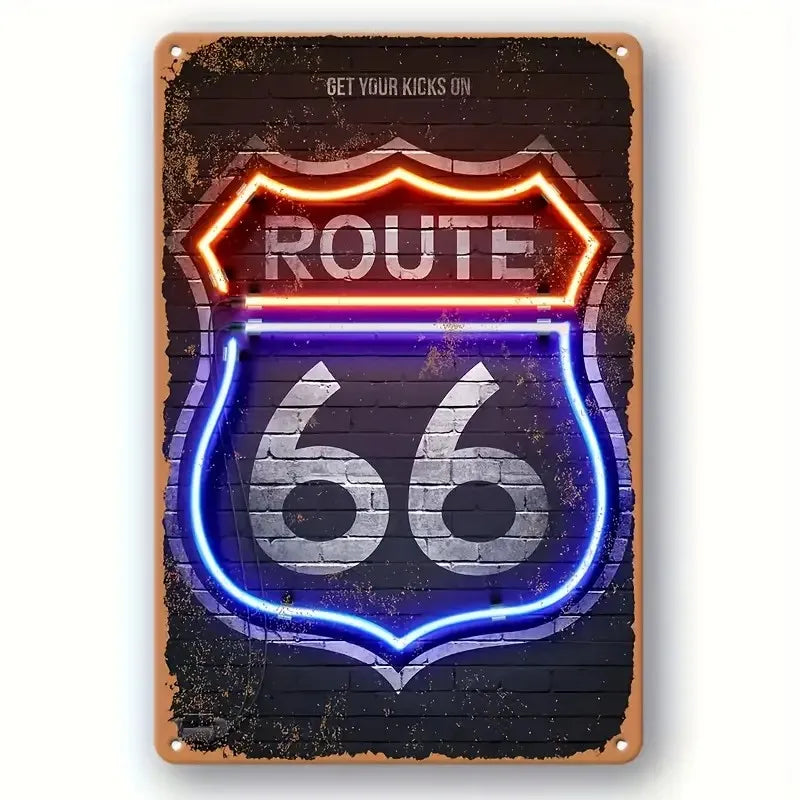 Vintage American Garage Tin Sign  Motorcycle Wall Decor - 8x12 inch Iron Art for Man Cave, Home Bar, and Route 66 Enthusiasts  ﻿