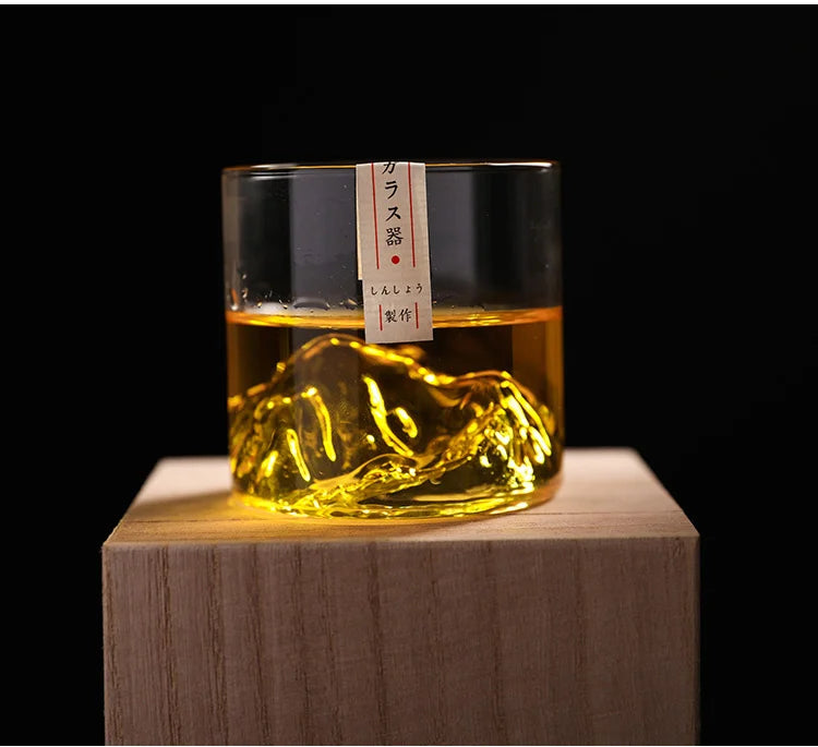 Japan 3D Mountain Whiskey Glass Glacier Old Fashioned Whisky Rock Glasses Whiskey-glass Wooden Gift Box Vodka Cup Wine Tumbler