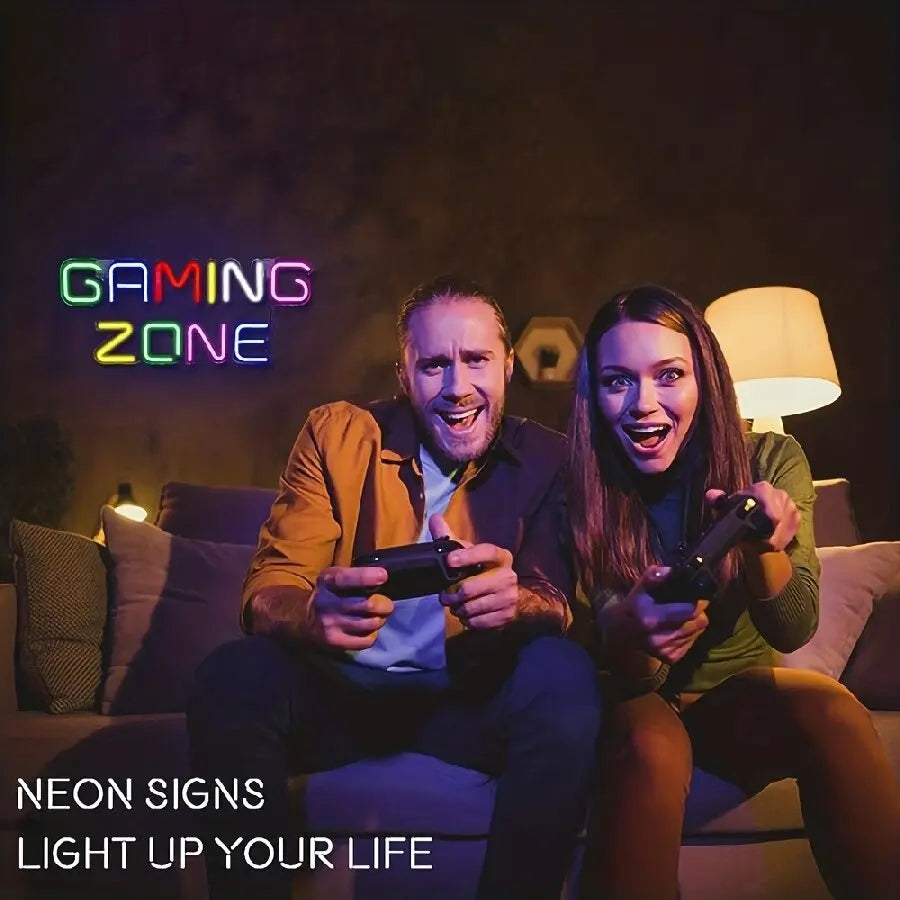 Gamepad Shaped LED Neon Sign for Gamer Room Decor, Gaming Neon Sign for Boys Room Wall Decor,  USB Powered Gamer Gifts for Teens