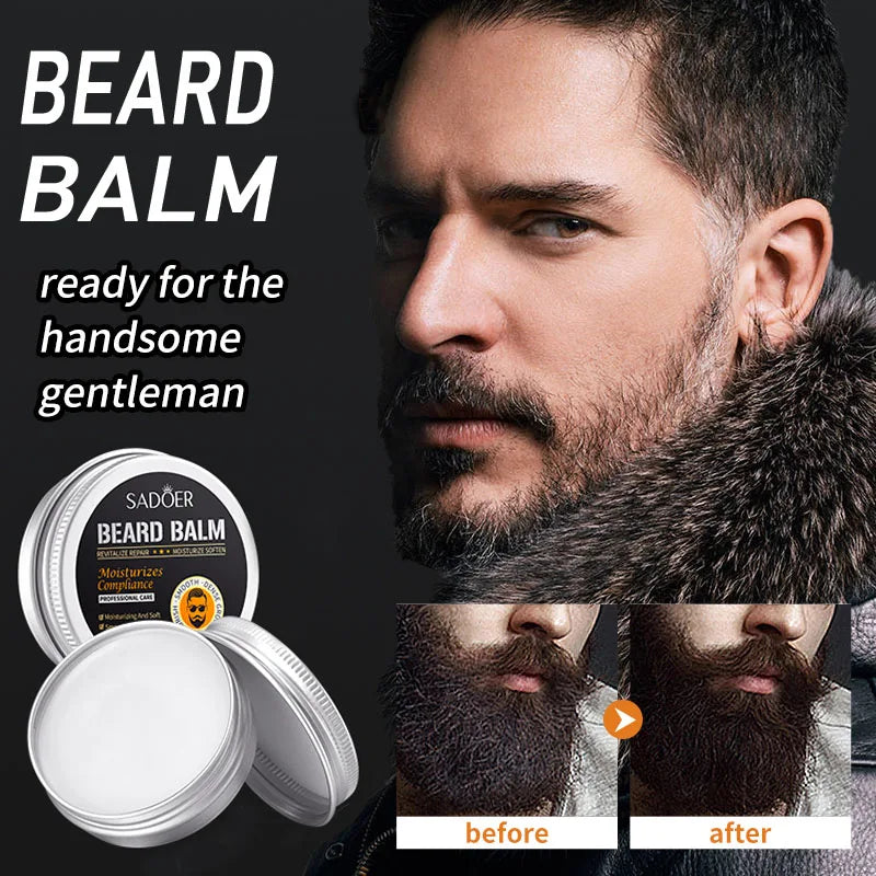 Men's beard care set, beard oil, beard balm, moisturizing, nourishing, softening and smoothing beard, with trimming tools & bear