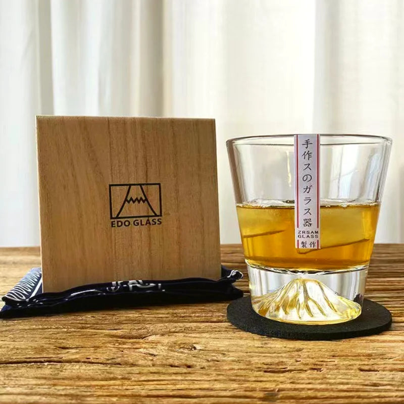 1PC Transparent Snow Mountain Cup Japanese Mount Fuji Whisky Glass Cup Breakfast Milk Drink Beer Wine Fruit Juice Cups Gift