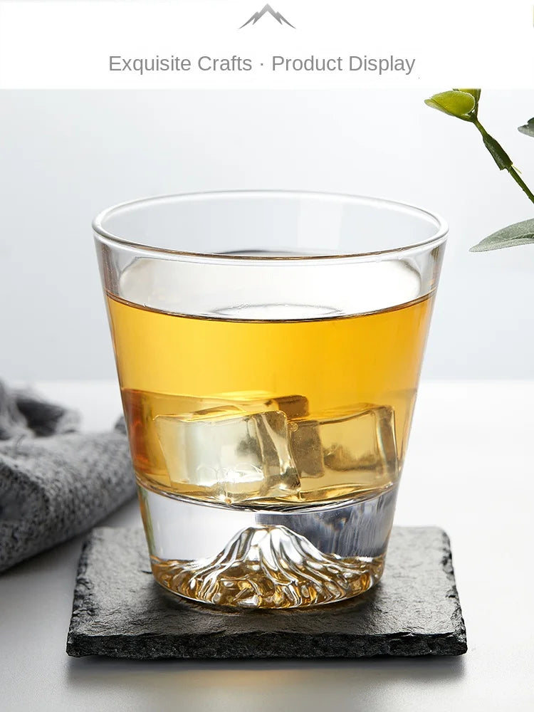 1PC Transparent Snow Mountain Cup Japanese Mount Fuji Whisky Glass Cup Breakfast Milk Drink Beer Wine Fruit Juice Cups Gift