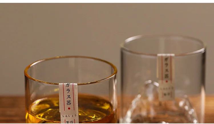 Japan 3D Mountain Whiskey Glass Glacier Old Fashioned Whisky Rock Glasses Whiskey-glass Wooden Gift Box Vodka Cup Wine Tumbler
