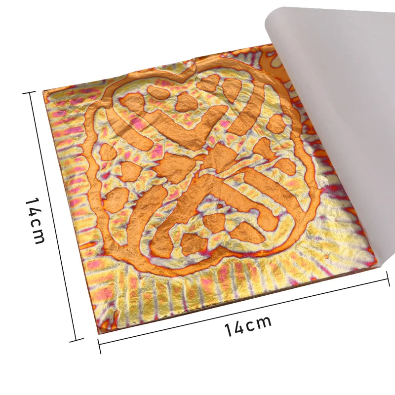 14x14cm Imitation Gold Leaf Sheet Variegated Gold Foil 50pcs/booklet