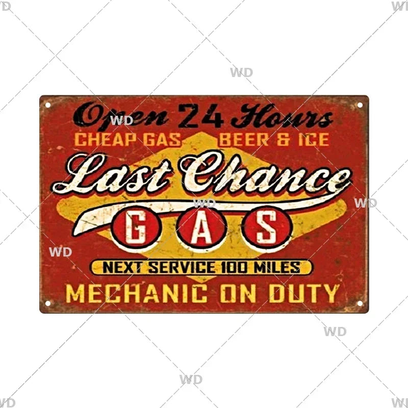 Tin Sign Vintage Garage Gas Station Decor Wall Plate Poster Motor Oil Gas Castrol Metal Signs Crafts Decoration Tinplate Plaques