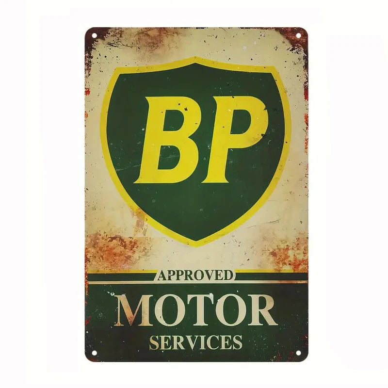 Vintage Metal Tin Sign Retro Garage & for Man Cave Decor, 8x12 Inch - Perfect for Old Car Shops, Oil Stations , Home Wall Art