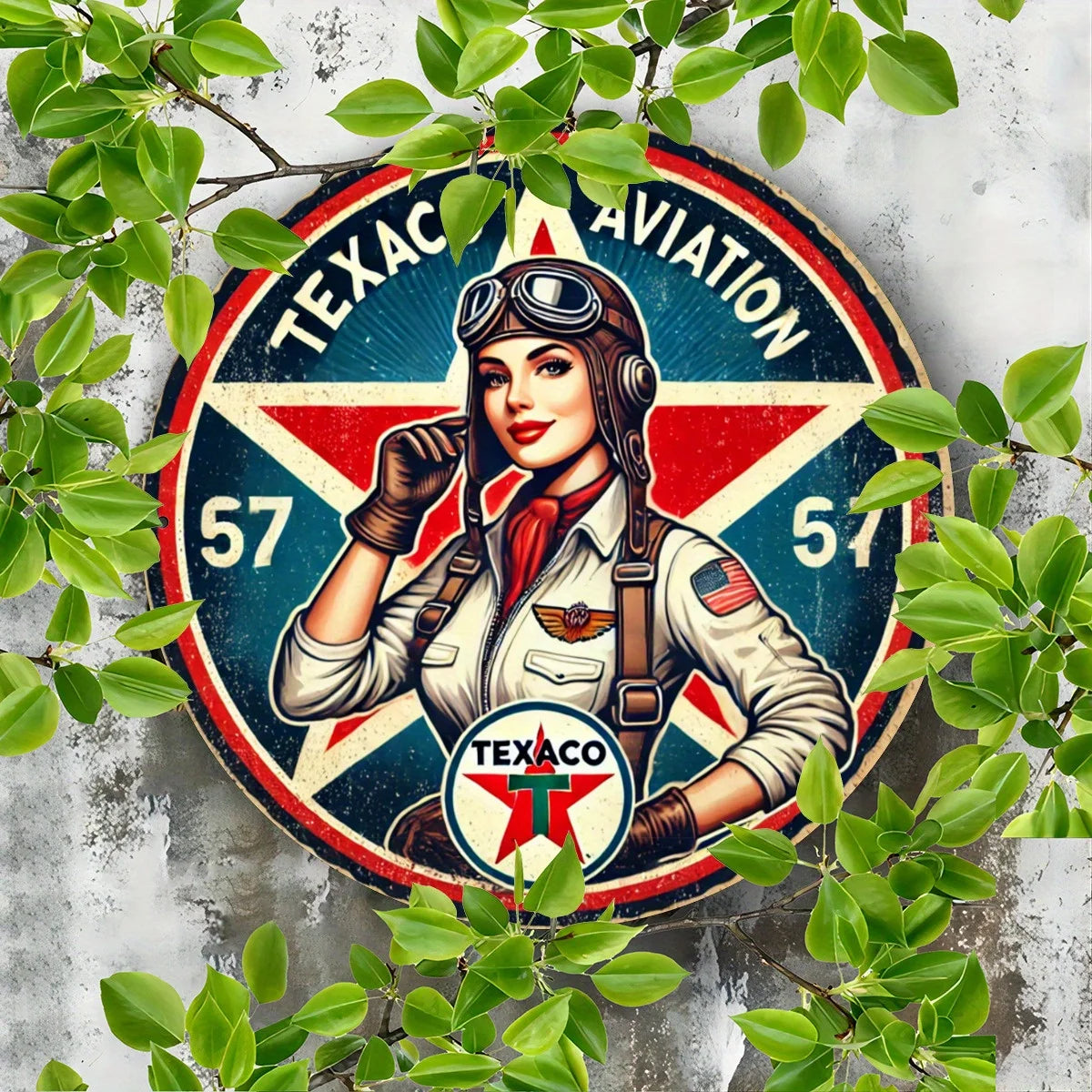 Texaco Aviation 1949 Humor Metal Sign - 20x20cm, Perfect for Outdoor Wall Decor, Garage, Coffee Shop, Bar, Club, Farm or Garden