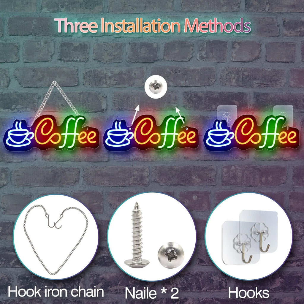 1 piece of coffee LED neon light decoration board, used for coffee bars, restaurants, shops, and window wall decoration