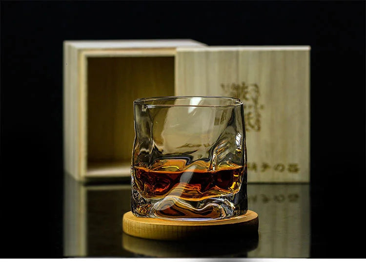 Japanese Edo Designer Crumple Paper Irregular Shape Crystal Faceted Der Whiskybecher Whiskey Whisky Rock Glass Artwork Wine Cup