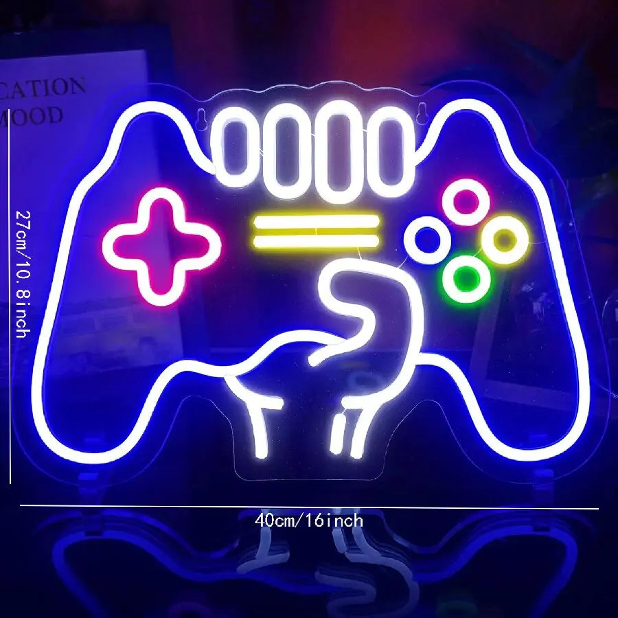 Gamepad Shaped LED Neon Sign for Gamer Room Decor, Gaming Neon Sign for Boys Room Wall Decor,  USB Powered Gamer Gifts for Teens