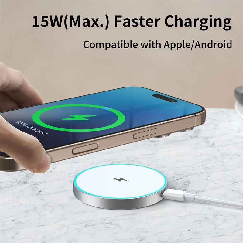 Magnetic Wireless Charger 15W Fast Charging  Convenient For Magsafe iPhone 17 16 15 14  Pro Max Airpods 4 Pro Magnet Station