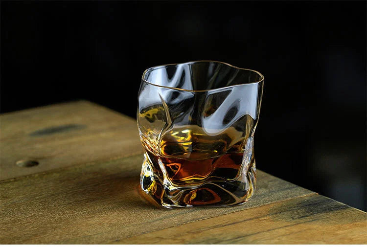 Japanese Edo Designer Crumple Paper Irregular Shape Crystal Faceted Der Whiskybecher Whiskey Whisky Rock Glass Artwork Wine Cup