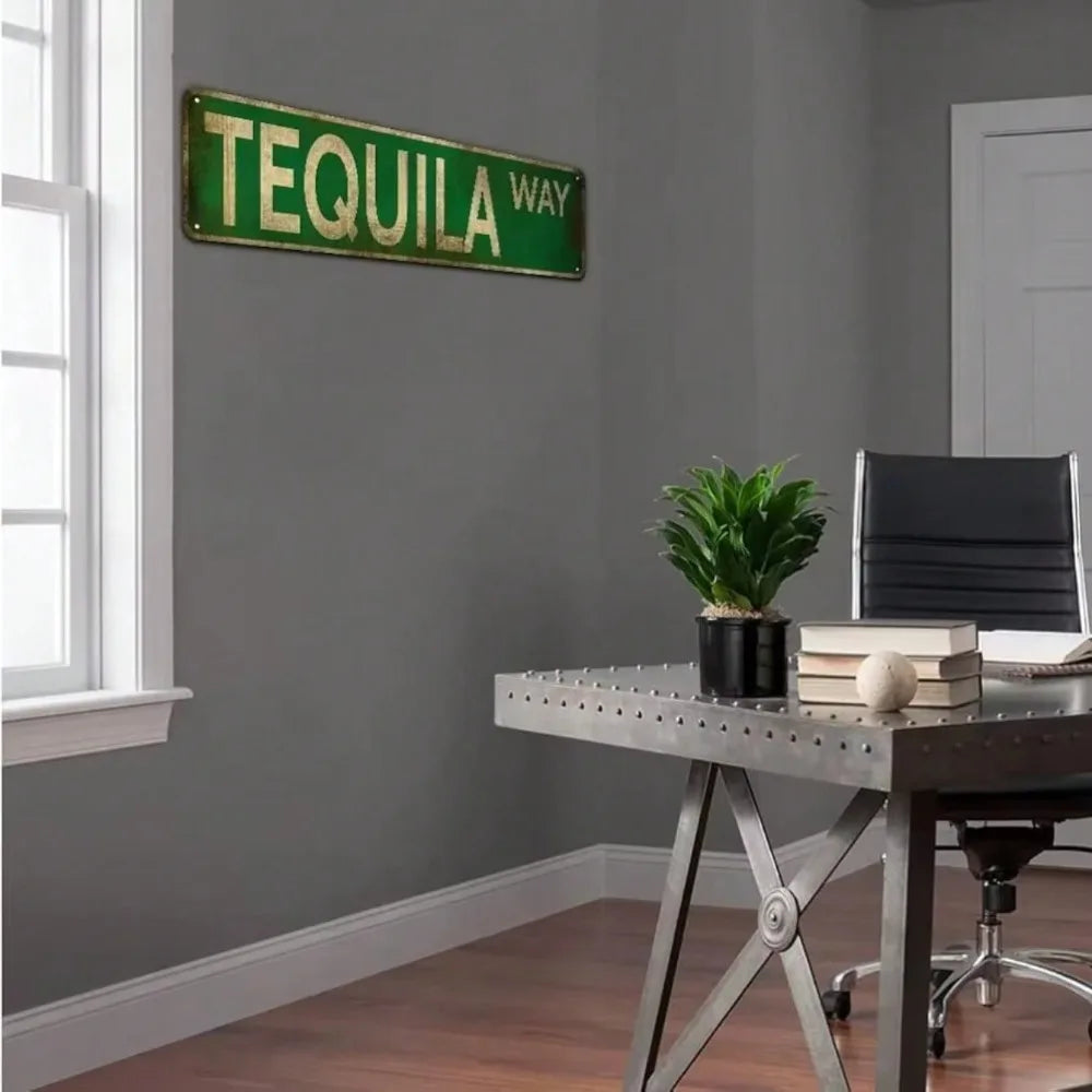Vintage Rustic Tequila Way Metal Tin Sign - Funny Retro Wall Art Decor for Home Party, Perfect Gift for Tequila Lovers