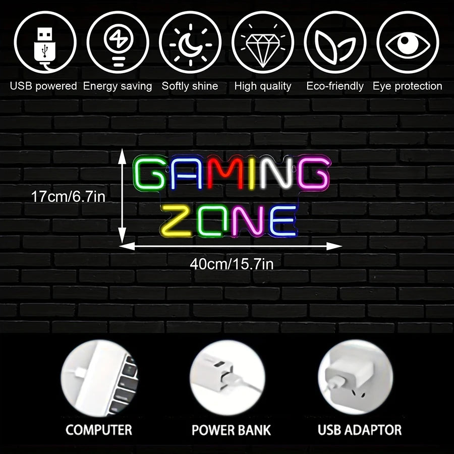 Gamepad Shaped LED Neon Sign for Gamer Room Decor, Gaming Neon Sign for Boys Room Wall Decor,  USB Powered Gamer Gifts for Teens
