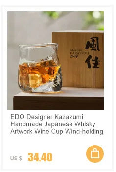Japanese Edo Designer Crumple Paper Irregular Shape Crystal Faceted Der Whiskybecher Whiskey Whisky Rock Glass Artwork Wine Cup