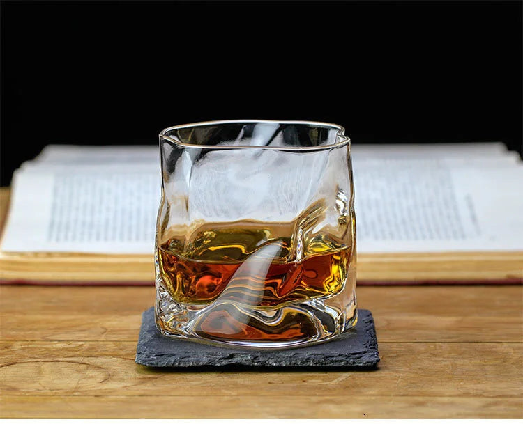 Japanese Edo Designer Crumple Paper Irregular Shape Crystal Faceted Der Whiskybecher Whiskey Whisky Rock Glass Artwork Wine Cup